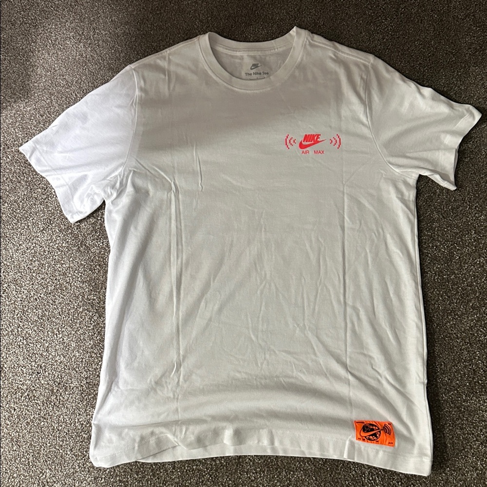 Nike Air Max White Tee with Pink and Orange Accents